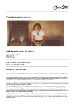 Jack Savoretti - supp.: Jon Kenzie - Colos-Saal