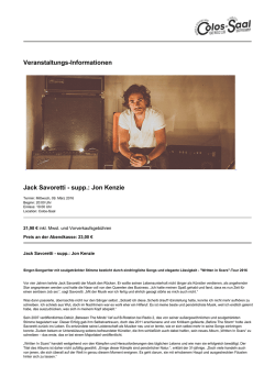 Jack Savoretti - supp.: Jon Kenzie - Colos-Saal