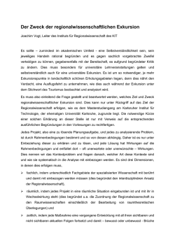 Der Zweck regionalwissenschaftlicher Exkursionen