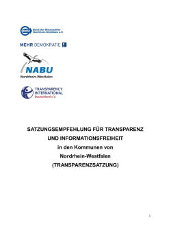 SATZUNGSEMPFEHLUNG FÜR TRANSPARENZ UND