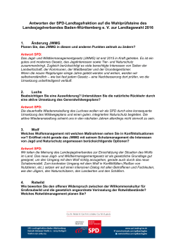 Antworten der SPD-Landtagsfraktion auf die Wahlprüfsteine des