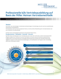 Professionelle b2b Vertriebsausbildung auf Basis der Miller Heiman