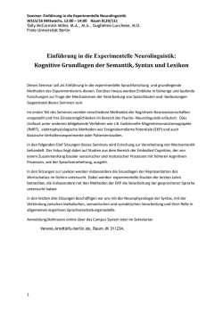 Einf&uuml;hrung in die Experimentelle Neurolinguistik