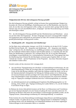 Tätigkeitsbericht 2014 der sbh-Gefangenen
