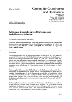 Petition zur Einbeziehung von Strafgefangenen in die
