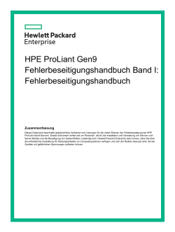 HPE ProLiant Gen9 Fehlerbeseitigungshandbuch Band I