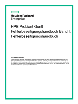HPE ProLiant Gen9 Fehlerbeseitigungshandbuch Band I
