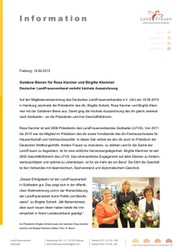 Goldene Biene f&uuml;r Rosa Karcher und Birgitta Klemmer