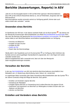Berichte (Auswertungen, Reports) in ASV