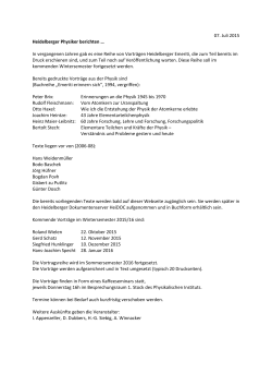 Heidelberger Physiker berichten - Physikalisches Institut Heidelberg