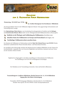 Einblicke in die &Ouml;kologie und Gef&auml;hrdung des Feldhamsters