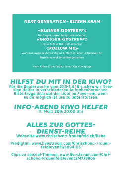 HILFST DU MIT IN DER KIWO? INFO