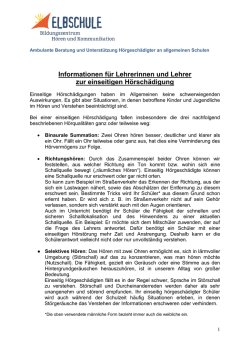 Infos f&uuml;r Lehrer zur einseitigen H&ouml;rsch&auml;digung - Elbschule