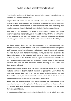 Duales Studium oder Hochschulstudium?