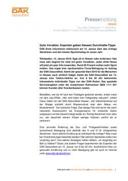 Gute Vors&auml;tze: Experten geben Hessen - DAK