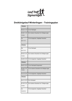 Dreikönigslauf Winterlingen - Trainingsplan
