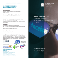 Hass und Hetze_Flyer.indd - Evangelische Akademie Frankfurt