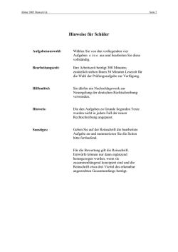 Hinweise f&uuml;r Sch&uuml;ler