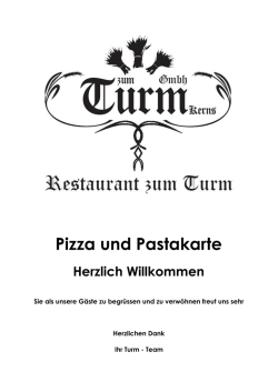 Pizza und Pastakarte