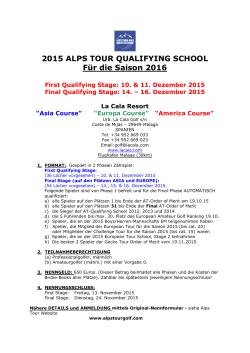 2015 ALPS TOUR QUALIFYING SCHOOL Für die Saison