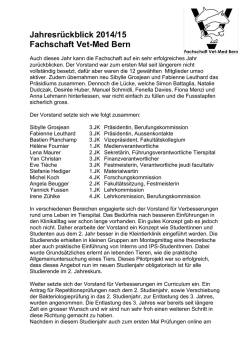 Jahresr&uuml;ckblick 2014/15 Fachschaft Vet