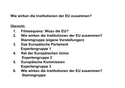 Wie wirken die Institutionen der EU zusammen? 1. Filmsequenz