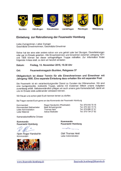 Einladung zur Rekrutierung der Feuerwehr Homburg