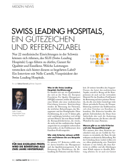 The Swiss Leading Hospitals, ein Gütezeichen und Referenzlabel