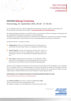 FACHTAG Bildungs-Fundraising - Deutscher Fundraising Verband