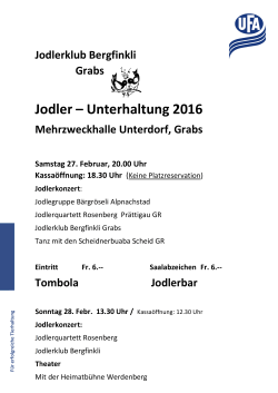 Jodler – Unterhaltung 2016 - Jodlerklub Bergfinkli, Grabs