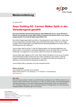 Medienmitteilung Axpo Holding AG: Carmen Walker Späh in den