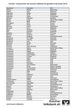 Liste unserer Vertreterinnen und Vetreter (gewählt im Novemer 2015)