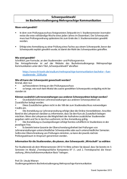 Allgemeine Informationen zur Schwerpunktwahl