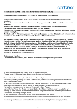 Reitabzeichen 2015 - Alle Teilnehmer bestehen die Prüfung