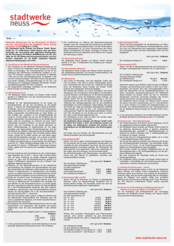 Preisblatt Wasser - Stadtwerke Neuss