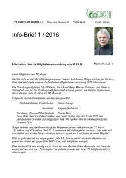 Info-Brief an unsere Mitglieder