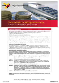 Informationen zur Beitragsabrechnung