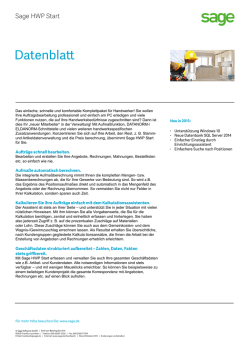 HWP Start Datenblatt - Sage Online-Shop