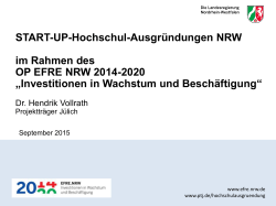 START-UP-Hochschul-Ausgründungen NRW im Rahmen des OP