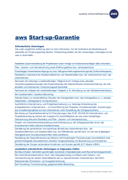 aws Start up-Garantie - Erforderliche Unterlagen