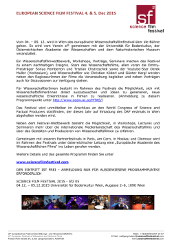Information and Programme European Science Film Festival