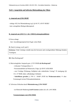 Teil 1 - Ansprüche auf teilweise Rückzahlung der Miete
