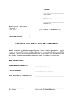 Ermächtigung zum Einzug der Miete per
