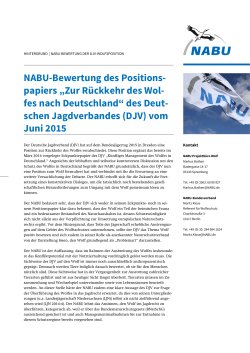 NABU-Bewertung des Positions- papiers „Zur Rückkehr des Wol