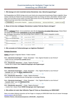 H&auml;ufige Fragen zur Anwendung DRIVE-BW