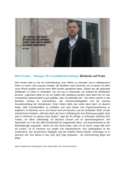 Dirk Franke – Manager für Geschäftsentwicklung: Rückkehr auf Probe