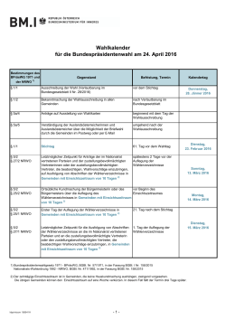 Wahlkalender zur BP-Wahl 2016 - Bundesministerium für Inneres