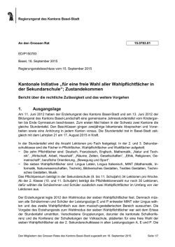 Kantonale Initiative „für eine freie Wahl aller Wahlpflichtfächer in der