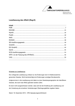 Lesefassung der vom Regierungsentwurf des AReG betroffenen