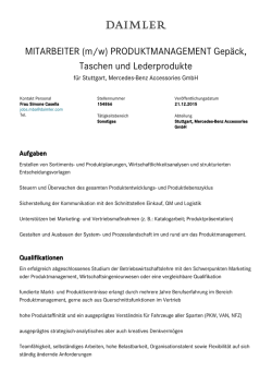 MITARBEITER (m/w) PRODUKTMANAGEMENT Gepäck, Taschen